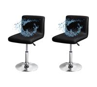 VFGFDJNDFX Soft Stretch Bar Stool Covers with Backrest,waterproof Washable Dining Room Chair Covers,Swivel Barstool Protector Covers.. (Black,2x Chair cover)
