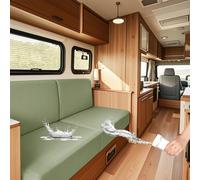 VFGFDJNDFX Waterproof Pu Leather Stretch Caravan Couch Cushion Covers, Sofa Cushion Covers With 2 Adjustable Elastic Straps For Motorhome And RV (Matcha Green,L 24-33in,W 12-20in)