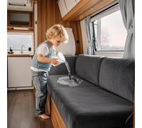 VFGFDJNDFX Waterproof RV Dinette Cushion Covers Stretch Velvet Seat and Backrest Covers for Caravan Camper Sofa Anti-Slip Kid-Friendly (Gray,3 Seater)