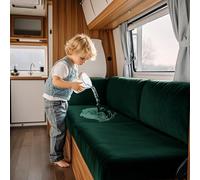 VFGFDJNDFX Waterproof RV Dinette Cushion Covers Stretch Velvet Seat and Backrest Covers for Caravan Camper Sofa Anti-Slip Kid-Friendly (Forest Green,2 Seater)