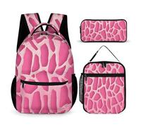 VFKLT 3 Pcs Backpack Set Giraffe Texture Travel Bag Portable Casual Daypack Sports Backpacks with Lunch Box Pencil Case, Giraffe Texture, One Size, Rucksack Backpacks