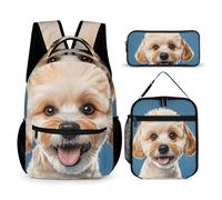 VFKLT 3 Pcs Backpack Set Lover Dog Paw Travel Bag Portable Casual Daypack Sports Backpacks with Lunch Box Pencil Case, Lover Dog Paw, One Size, Rucksack Backpacks