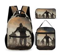VFKLT 3 Pcs Backpack Set Many Zombie Travel Bag Portable Casual Daypack Sports Backpacks with Lunch Box Pencil Case, Many Zombie, One Size, Rucksack Backpacks