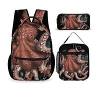 VFKLT 3 Pcs Backpack Set Octopus Intertwined Travel Bag Portable Casual Daypack Sports Backpacks with Lunch Box Pencil Case, Octopus Intertwined, One Size, Rucksack Backpacks