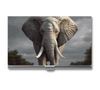 VFKLT 3D Elephant Business Card Holder Pocket Slim Portable Metal Business Card Case Business Card Organizer Credit Card Wallet Multi Card Case for Men Women Travel Office, silver, One Size, Casual