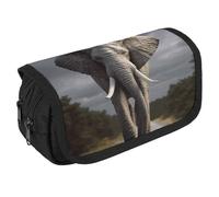VFKLT 3D Elephant Pencil Case Double Layer Pencil Pouch Large Capacity Pencil Bag Double Zipper Portable Pen Case Makeup Bag for Men Women Travel Business Office