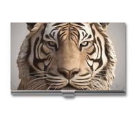 VFKLT 3D Tiger Head Business Card Holder Pocket Slim Portable Metal Business Card Case Business Card Organizer Credit Card Wallet Multi Card Case for Men Women Travel Office, silver, One Size, Casual