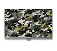 VFKLT Abstract Camouflage Business Card Holder Pocket Slim Portable Metal Business Card Case Business Card Organizer Credit Card Wallet Multi Card Case for Men Women Travel Office, silver, One Size,