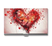 VFKLT Abstract Heart Business Card Holder Pocket Slim Portable Metal Business Card Case Business Card Organizer Credit Card Wallet Multi Card Case for Men Women Travel Office, silver, One Size, Casual