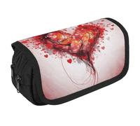 VFKLT Abstract Heart Pencil Case Double Layer Pencil Pouch Large Capacity Pencil Bag Double Zipper Portable Pen Case Makeup Bag for Men Women Travel Business Office