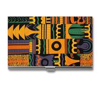 VFKLT African Ethnic Pattern Business Card Holder Pocket Slim Portable Metal Business Card Case Business Card Organizer Credit Card Wallet Multi Card Case for Men Women Travel Office, silver, One