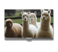 VFKLT Alpaca Family Business Card Holder Pocket Slim Portable Metal Business Card Case Business Card Organizer Credit Card Wallet Multi Card Case for Men Women Travel Office, silver, One Size, Casual