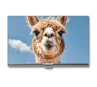VFKLT Alpaca Llama Business Card Holder Pocket Slim Portable Metal Business Card Case Business Card Organizer Credit Card Wallet Multi Card Case for Men Women Travel Office, silver, One Size, Casual