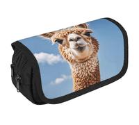 VFKLT Alpaca Llama Pencil Case Double Layer Pencil Pouch Large Capacity Pencil Bag Double Zipper Portable Pen Case Makeup Bag for Men Women Travel Business Office