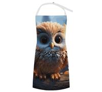 VFKLT Aprons Cute Owl Kitchen Apron with Pockets Waterproof Cooking Apron Adjustable Bib for Women Men, Cute Owl, 70x80cm
