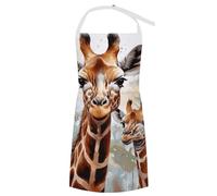 VFKLT Aprons Watercolor Deer Giraffe Kitchen Apron with Pockets Waterproof Cooking Apron Adjustable Bib for Women Men, Watercolor Deer Giraffe, 70x80cm