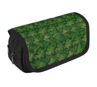VFKLT Background St Patrick's Day Glitter Pencil Case Double Layer Pencil Pouch Large Capacity Pencil Bag Double Zipper Portable Pen Case Makeup Bag for Men Women Travel Business Office