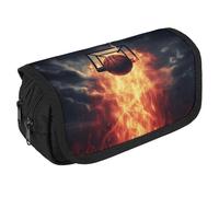 VFKLT Basketball Pencil Case Double Layer Pencil Pouch Large Capacity Pencil Bag Double Zipper Portable Pen Case Makeup Bag for Men Women Travel Business Office