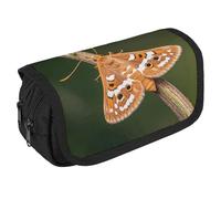 VFKLT Beautiful Moth Pencil Case Double Layer Pencil Pouch Large Capacity Pencil Bag Double Zipper Portable Pen Case Makeup Bag for Men Women Travel Business Office