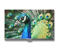 VFKLT Beautiful Peacock Business Card Holder Pocket Slim Portable Metal Business Card Case Business Card Organizer Credit Card Wallet Multi Card Case for Men Women Travel Office, silver, One Size,