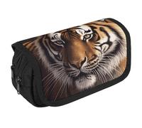 VFKLT Bengal Tiger Pencil Case Double Layer Pencil Pouch Large Capacity Pencil Bag Double Zipper Portable Pen Case Makeup Bag for Men Women Travel Business Office