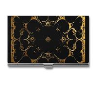 VFKLT Black And Gold Background Business Card Holder Pocket Slim Portable Metal Business Card Case Business Card Organizer Credit Card Wallet Multi Card Case for Men Women Travel Office, silver, One