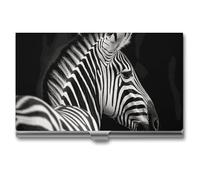VFKLT Black & White Zebra Business Card Holder Pocket Slim Portable Metal Business Card Case Business Card Organizer Credit Card Wallet Multi Card Case for Men Women Travel Office, silver, One Size,