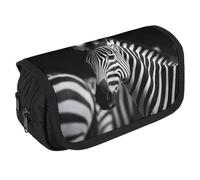VFKLT Black & White Zebra Pencil Case Double Layer Pencil Pouch Large Capacity Pencil Bag Double Zipper Portable Pen Case Makeup Bag for Men Women Travel Business Office
