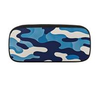 VFKLT Blue Camouflage Print Pencil Case Portable Pencil Pouch Pen Bag Pencil Bag Makeup Bag Storage Bag Pencil Box Cosmetic Bag for Women Men Office