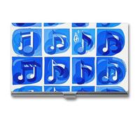 VFKLT Blue Musical Notes Business Card Holder Pocket Slim Portable Metal Business Card Case Business Card Organizer Credit Card Wallet Multi Card Case for Men Women Travel Office, silver, One Size,