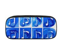 VFKLT Blue Musical Notes Pencil Case Portable Pencil Pouch Pen Bag Pencil Bag Makeup Bag Storage Bag Pencil Box Cosmetic Bag for Women Men Office