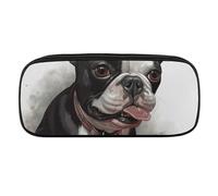 VFKLT Boston Terrier Pencil Case Portable Pencil Pouch Pen Bag Pencil Bag Makeup Bag Storage Bag Pencil Box Cosmetic Bag for Women Men Office