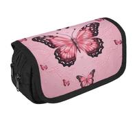 VFKLT Butterfly Pencil Case Double Layer Pencil Pouch Large Capacity Pencil Bag Double Zipper Portable Pen Case Makeup Bag for Men Women Travel Business Office