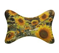 VFKLT Car Pillow Set of 2, Sunflowers After Rain Printed Car Bone Pillow Car Seat Neck Pillow Memory Cotton Pillow with Adjustable Strap for Travel Camping Airplane