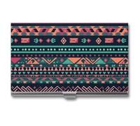 VFKLT Colorful Aztec Pattern Business Card Holder Pocket Slim Portable Metal Business Card Case Business Card Organizer Credit Card Wallet Multi Card Case for Men Women Travel Office, silver, One