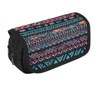 VFKLT Colorful Aztec Pattern Pencil Case Double Layer Pencil Pouch Large Capacity Pencil Bag Double Zipper Portable Pen Case Makeup Bag for Men Women Travel Business Office