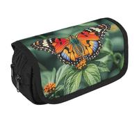 VFKLT Colorful Butterfly Pencil Case Double Layer Pencil Pouch Large Capacity Pencil Bag Double Zipper Portable Pen Case Makeup Bag for Men Women Travel Business Office