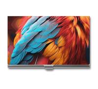 VFKLT Colorful Feathers Business Card Holder Pocket Slim Portable Metal Business Card Case Business Card Organizer Credit Card Wallet Multi Card Case for Men Women Travel Office, silver, One Size,