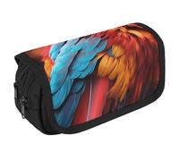 VFKLT Colorful Feathers Pencil Case Double Layer Pencil Pouch Large Capacity Pencil Bag Double Zipper Portable Pen Case Makeup Bag for Men Women Travel Business Office