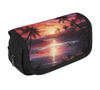 VFKLT Colorful Tropical Sunset Pencil Case Double Layer Pencil Pouch Large Capacity Pencil Bag Double Zipper Portable Pen Case Makeup Bag for Men Women Travel Business Office