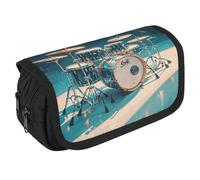 VFKLT Cool Drums Set Pencil Case Double Layer Pencil Pouch Large Capacity Pencil Bag Double Zipper Portable Pen Case Makeup Bag for Men Women Travel Business Office