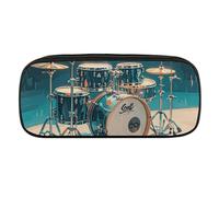 VFKLT Cool Drums Set Pencil Case Portable Pencil Pouch Pen Bag Pencil Bag Makeup Bag Storage Bag Pencil Box Cosmetic Bag for Women Men Office