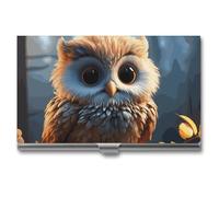 VFKLT Cute Owl Business Card Holder Pocket Slim Portable Metal Business Card Case Business Card Organizer Credit Card Wallet Multi Card Case for Men Women Travel Office, silver, One Size, Casual