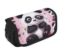 VFKLT Cute Panda Pencil Case Double Layer Pencil Pouch Large Capacity Pencil Bag Double Zipper Portable Pen Case Makeup Bag for Men Women Travel Business Office