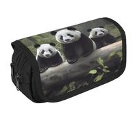 VFKLT Cute Panda Pencil Case Double Layer Pencil Pouch Large Capacity Pencil Bag Double Zipper Portable Pen Case Makeup Bag for Men Women Travel Business Office