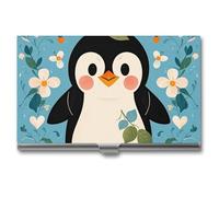 VFKLT Cute Penguin Print Business Card Holder Pocket Slim Portable Metal Business Card Case Business Card Organizer Credit Card Wallet Multi Card Case for Men Women Travel Office, silver, One Size,