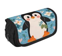 VFKLT Cute Penguin Print Pencil Case Double Layer Pencil Pouch Large Capacity Pencil Bag Double Zipper Portable Pen Case Makeup Bag for Men Women Travel Business Office