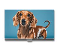 VFKLT Dachshund Weiner Pet Dog Business Card Holder Pocket Slim Portable Metal Business Card Case Business Card Organizer Credit Card Wallet Multi Card Case for Men Women Travel Office, silver, One