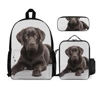VFKLT Dog Backpack with Lunch Box Pencil Case 3 Piece Set Travel Bag Casual Daypack Laptop Backpack, White, One Size, Travel Backpacks