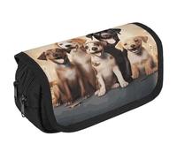 VFKLT Dogs Happy Party Pencil Case Double Layer Pencil Pouch Large Capacity Pencil Bag Double Zipper Portable Pen Case Makeup Bag for Men Women Travel Business Office